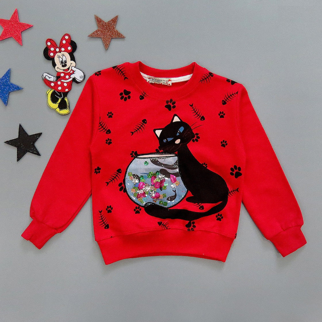 

Свитшот "Котик" Pitircik kids для девочки 86 см Красный 17383