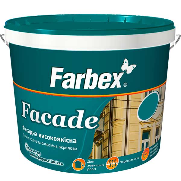 

Фарба фасадна високоякісна водно-дисперсійна акрилова «Facade» Farbex - 18 кг, база С