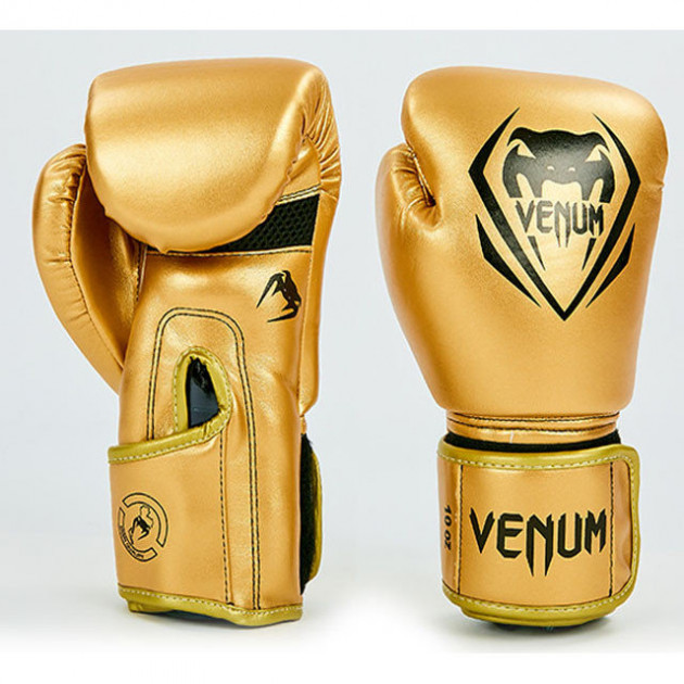 

Перчатки боксерские PU на липучке VENUM 12oz BO-8351 Gold