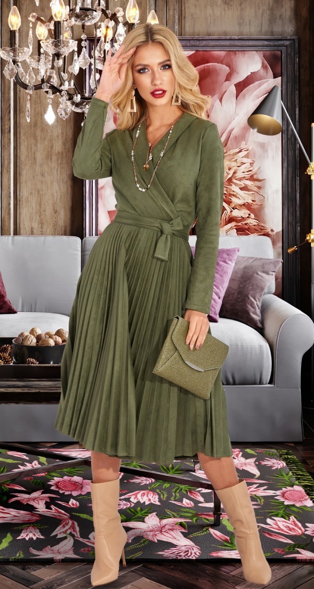 

Замшевое платье FashionYouWant L зеленый 43425423