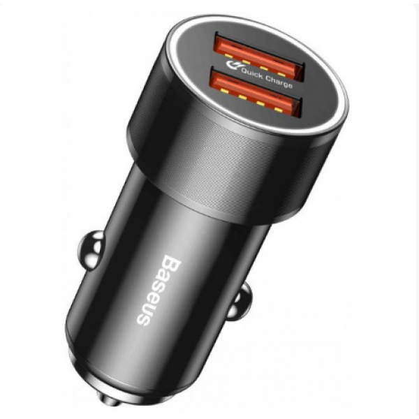 

Автомобильное зарядное устройство Baseus Small Screw Dual-USB Quick Charge Car Charger 36W Black