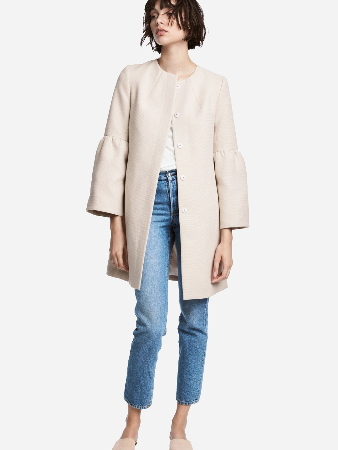 

Пальто H&M 0527203 34 Бежевое