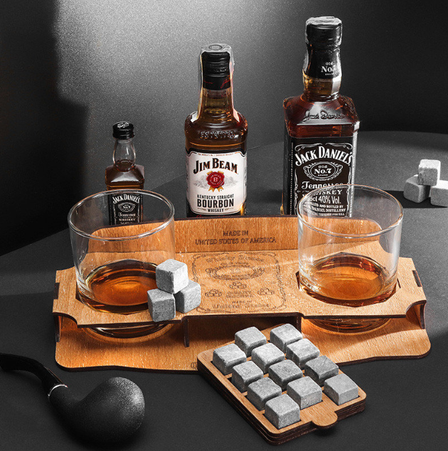 

Камни для виски Whiskey stones S 12шт Wood со стаканами