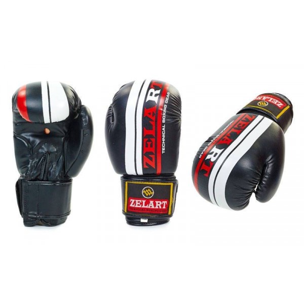 

Перчатки боксерские FLEX на липучке ZEL (черный), Размер 10oz