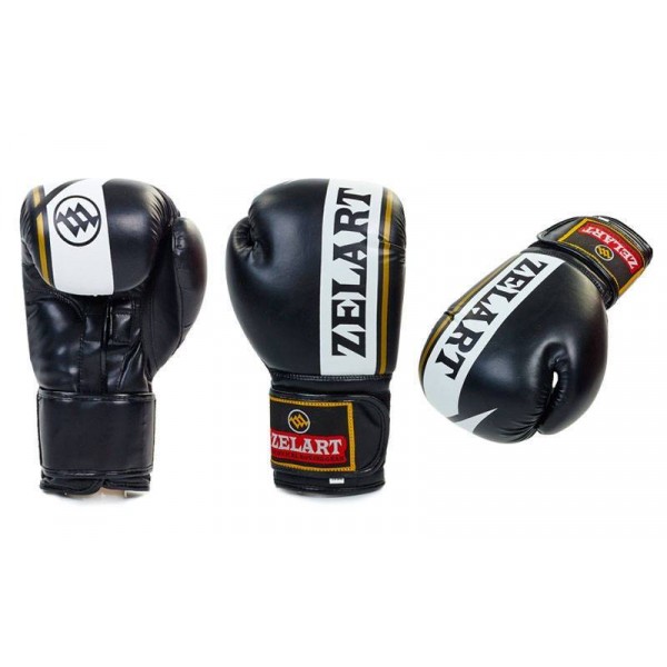 

Перчатки боксерские FLEX на липучке ZEL (черный цвет), Размер 12oz
