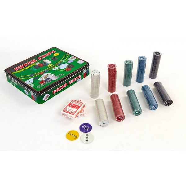 

Покерный набор POKER CHIPS в металлической коробке-500 фишек PI-23