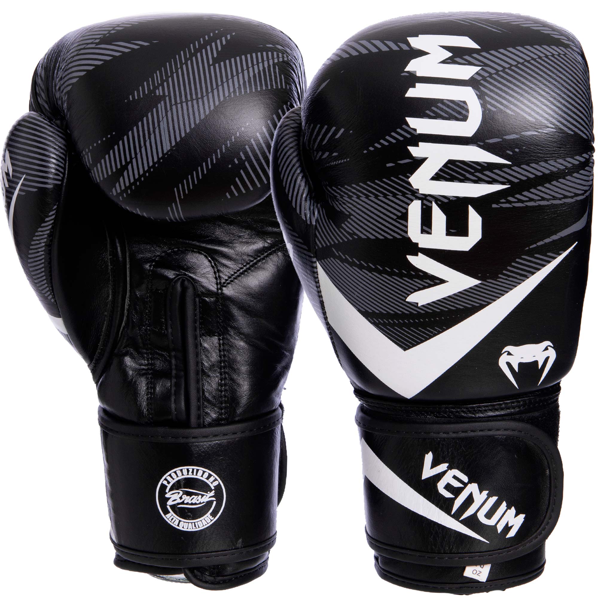 

Перчатки боксерские кожаные на липучке VNM IMPACT (чёрные-белые), Размер 14oz