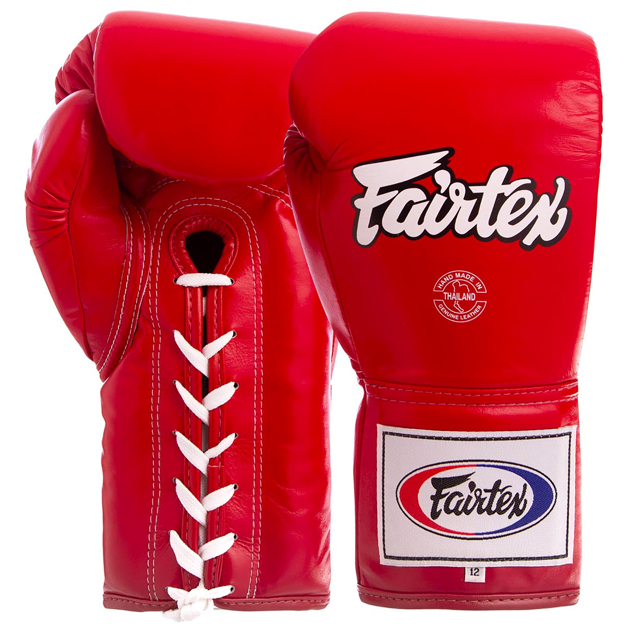 

Перчатки боксерские кожаные на шнуровке FAIRTEX красные, Размер 14oz