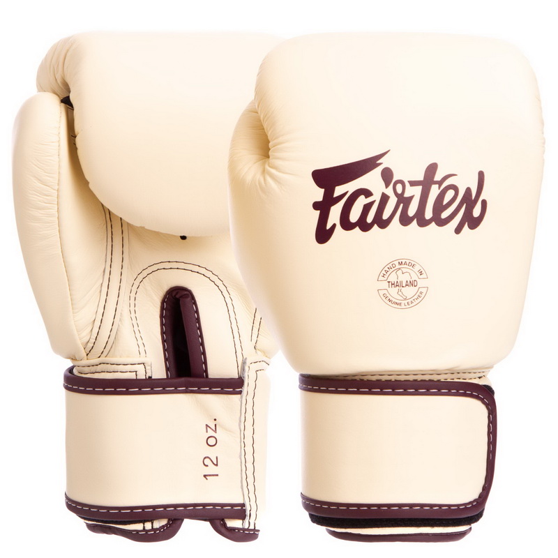 

Перчатки боксерские кожаные на липучке FAIRTEX бежевые, Размер 10oz