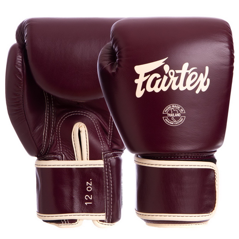 

Перчатки боксерские кожаные на липучке FAIRTEX бордовые, Размер 12oz