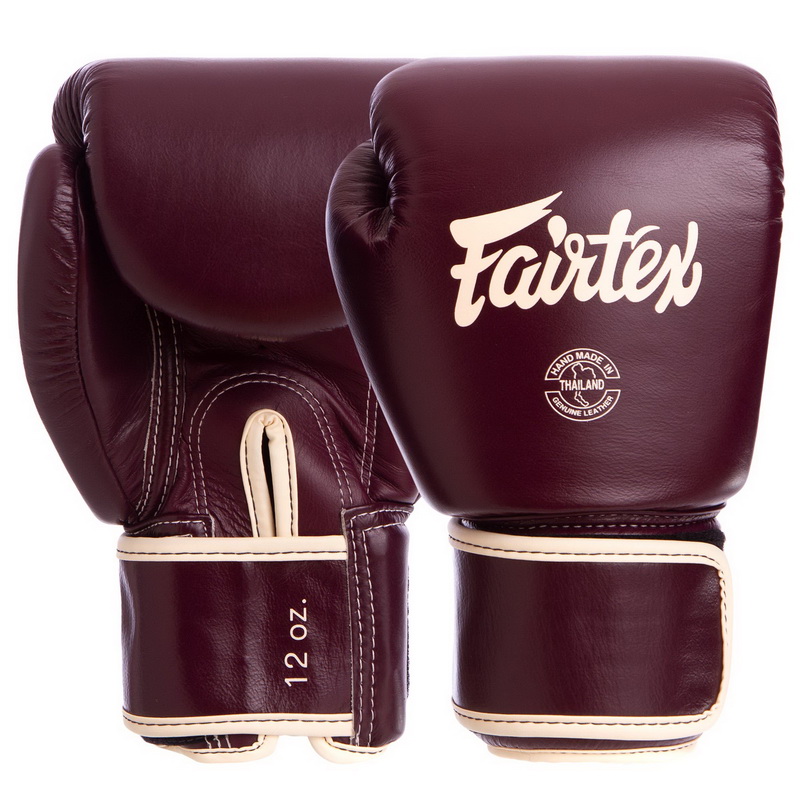 

Перчатки боксерские кожаные на липучке FAIRTEX бордовые, Размер 14oz