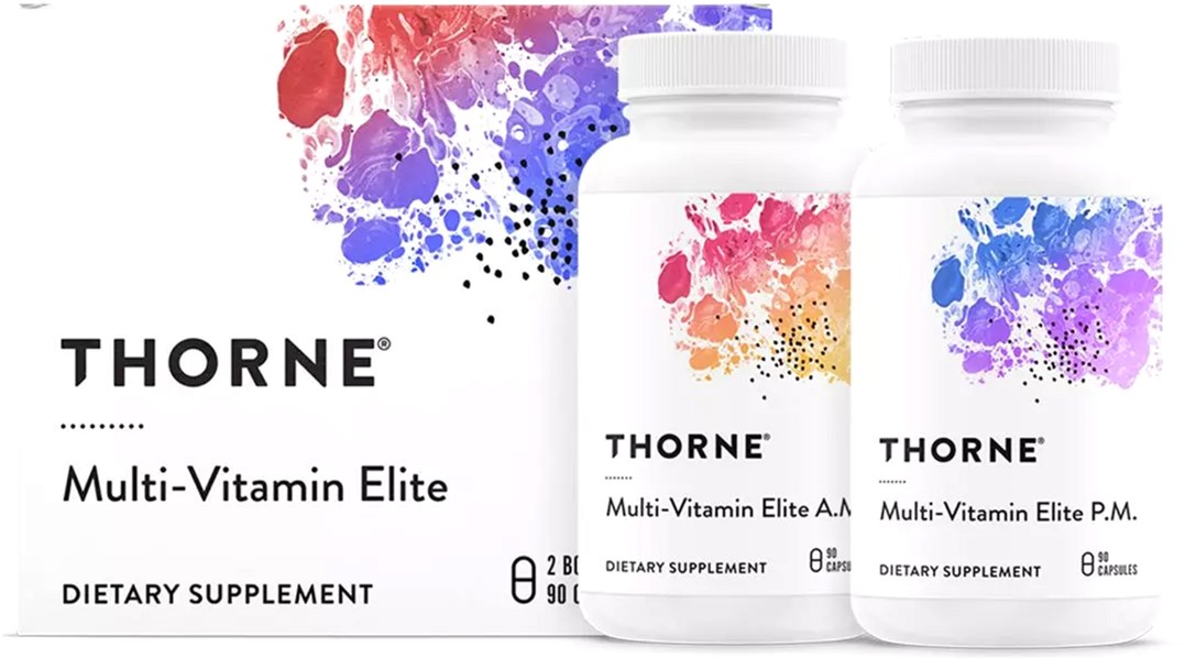 

Витамины Thorne Research Мультивитамины Элит, Multi-Vitamin Elite A.M. & P.M., 2 баночки по 90 капсул (693749006534)