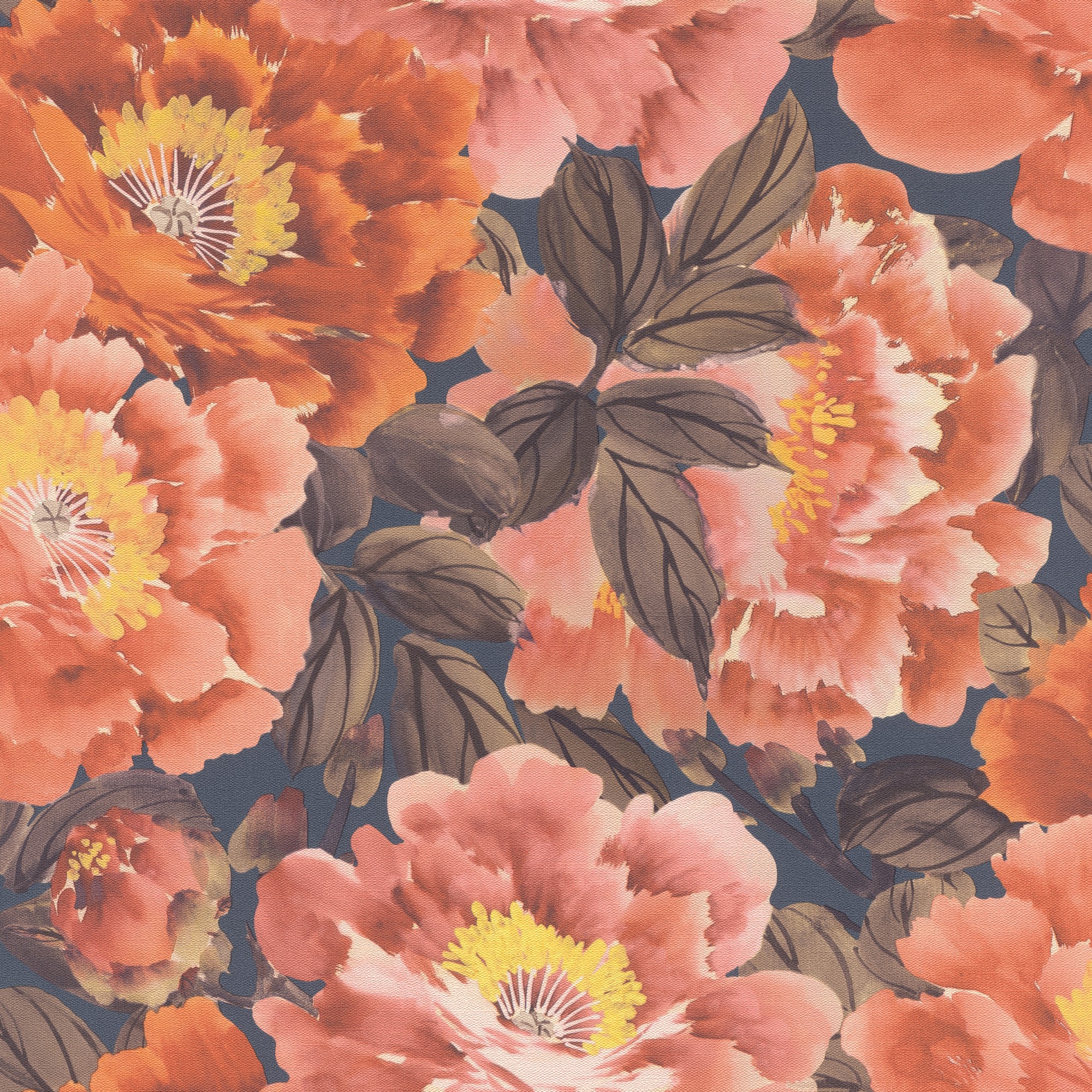

Виниловые обои на флизилиновой основе Rasch Kimono 408348 красный цветы