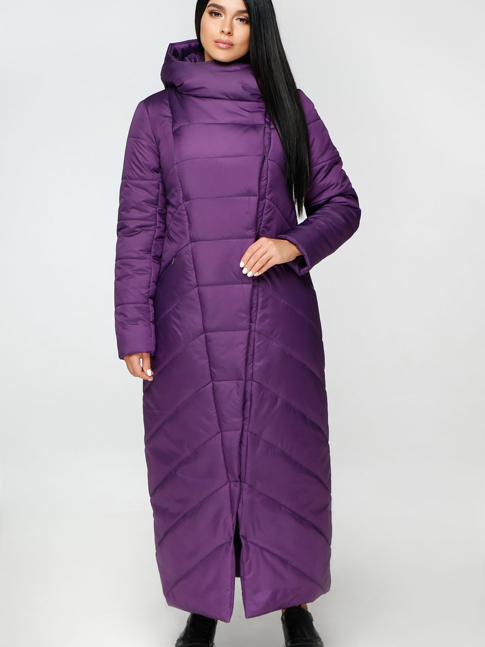 Акція на Куртка зимова довга жіноча Favoritti ПВ-1133 48 Фіолетова від Rozetka