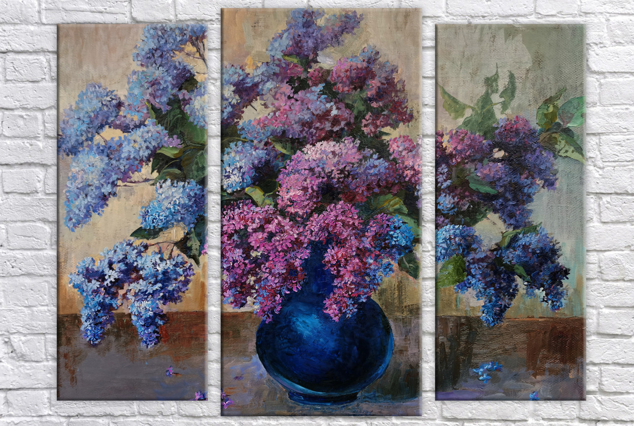 

Модульная картина на холсте Holst Art из 3-х частей Сирень живопись 65х85 см