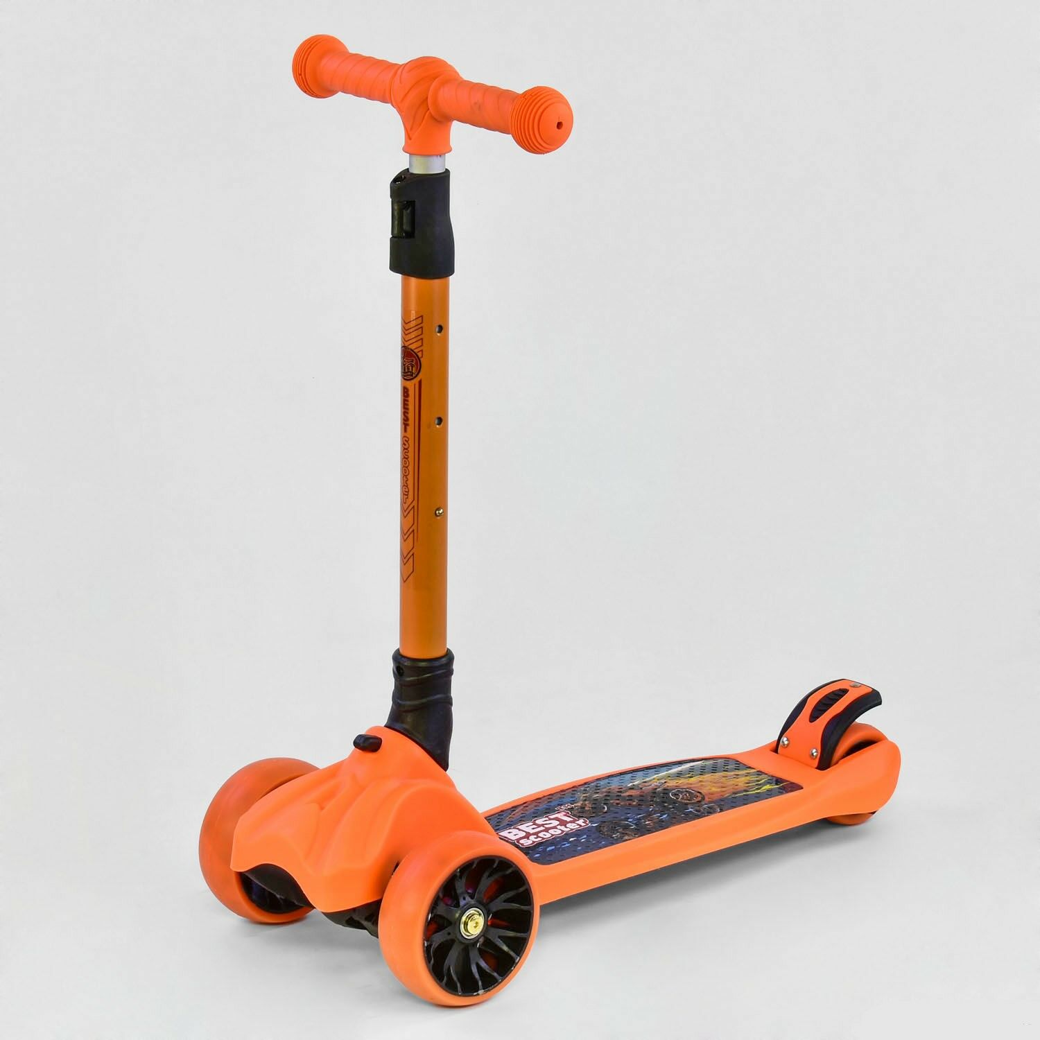 

Самокат трехколесный Best Scooter оранжевый, складной руль,NEW ONE (16770)