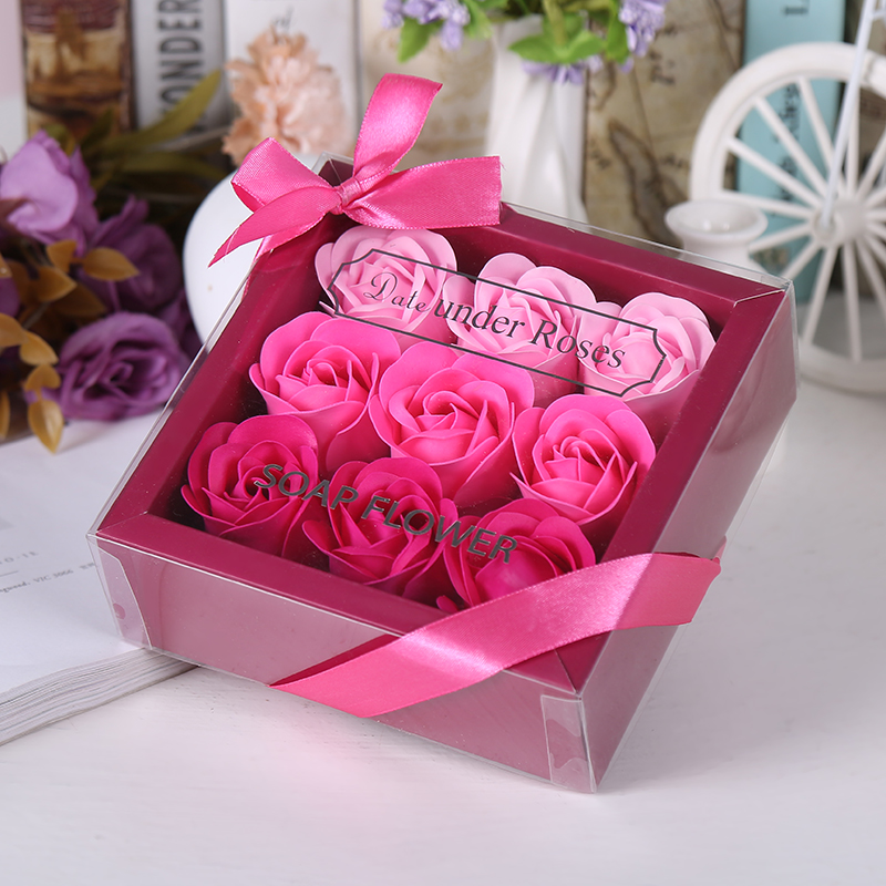 

Подарочный набор с розами из мыла Soap Flowers ароматические цветы с эфирным маслом розы 9 бутонов Розовый (Rose-7)