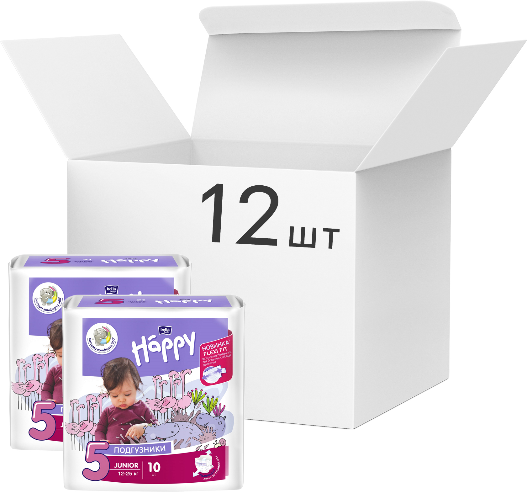 Акція на Упаковка детских подгузников Bella Baby Happy Junior 12-25 кг 12 пачек по 10 шт (BB-054-JU10-015/BB-054-JU10-021) від Rozetka UA