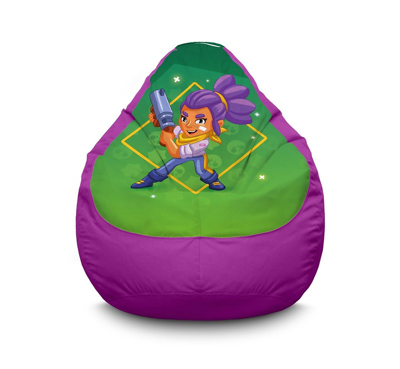

Кресло мешок iPuff "Brawl Stars. Shelly" Оксфорд XXL (90х125 см) Сиреневый