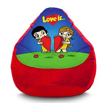

Кресло мешок iPuff "Love is...две половиники" Флок XL (80x110 см) Красный
