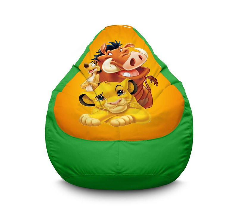 

Кресло мешок iPuff "Lion King. Simba, Timon and Pumbaa. Yellow" Оксфорд XL (80х110 см) Зелёный