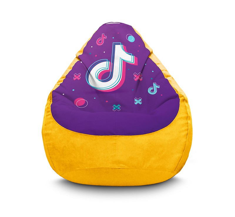 

Кресло мешок iPuff "Tik Tok. Big logo. Yellow" Флок XL (80x110 см) Желтый