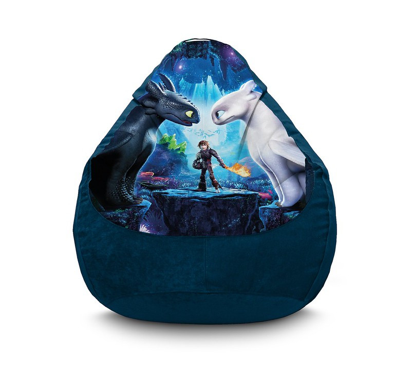 

Кресло мешок iPuff "Dragon. Light Fury and Toothless" Флок XXL (90х125 см) Синий