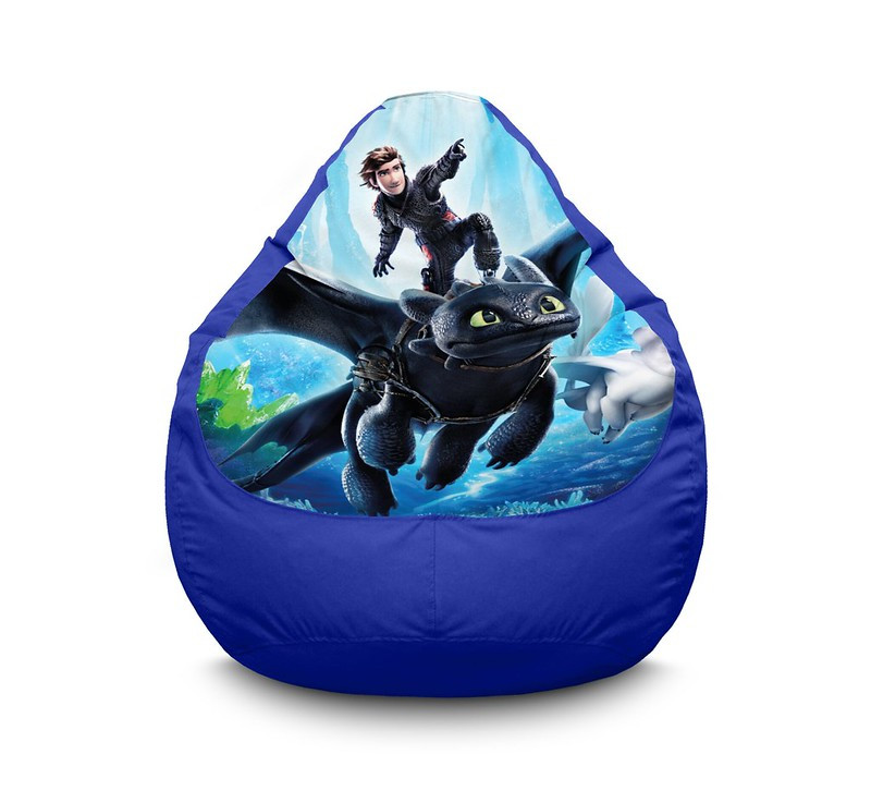 

Кресло мешок iPuff "Dragon. Hiccup and Toothless" Оксфорд XL (80х110 см) Синий