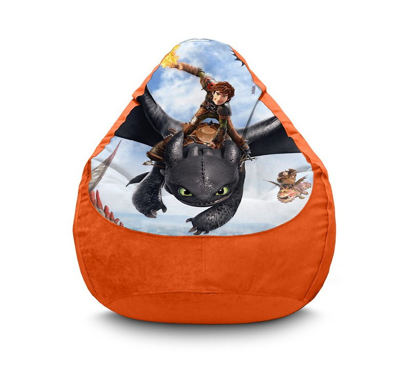 

Кресло мешок iPuff "Dragon. Hiccup and sword" Флок XL (80х110 см) Оранжевый