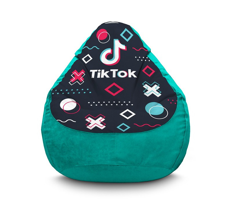 

Кресло мешок iPuff "Tik Tok. Abstract figures. Light blue" Флок XL (80x110 см) Бирюзовый