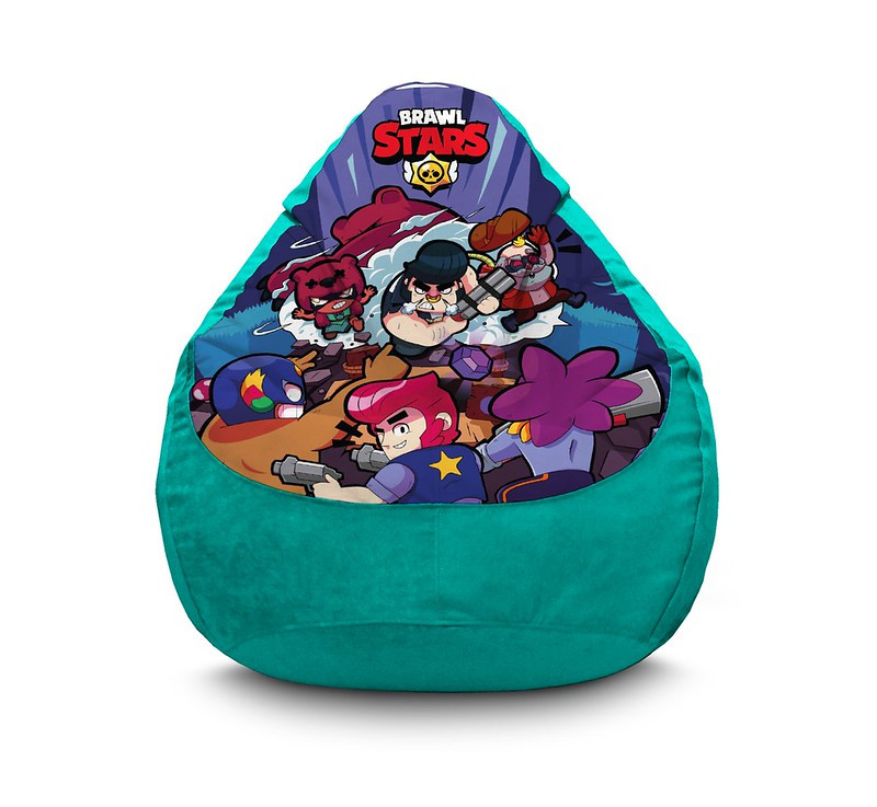 

Кресло мешок iPuff "Brawl Stars. Epic battle Light blue" Флок XXL (90х125 см) Бирюзовый