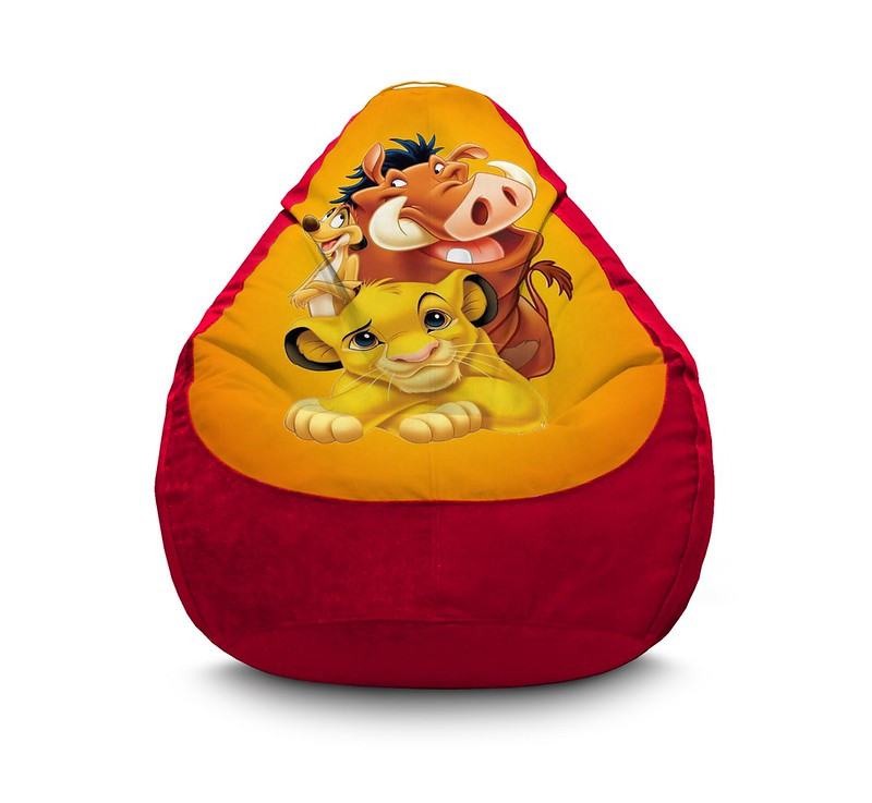 

Кресло мешок iPuff "Lion King. Simba. Timon and Pumbaa. Yellow" Флок XL (80х110 см) Красный