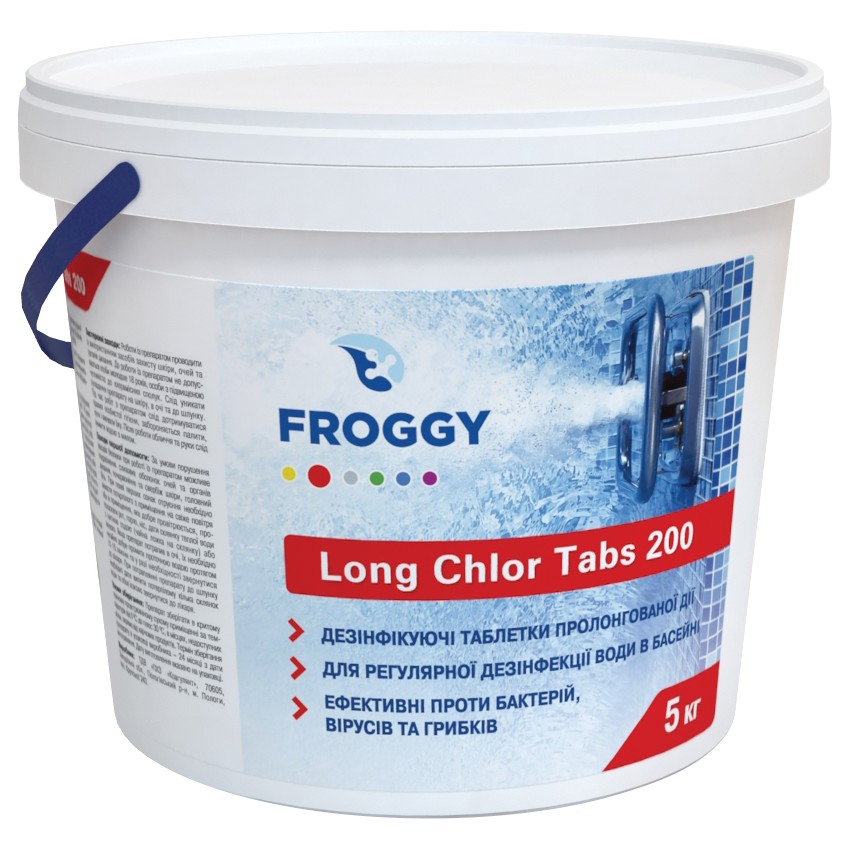 

Дезинфектант на основе хлора Froggy Long Chlor Tabs 200 5 кг ( табл. по 200 гр)