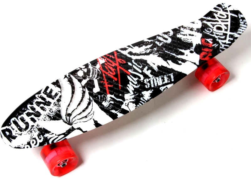 

Пенни борд (Penny Board) 22" со светящимися колесами и рисунком, "Street board"