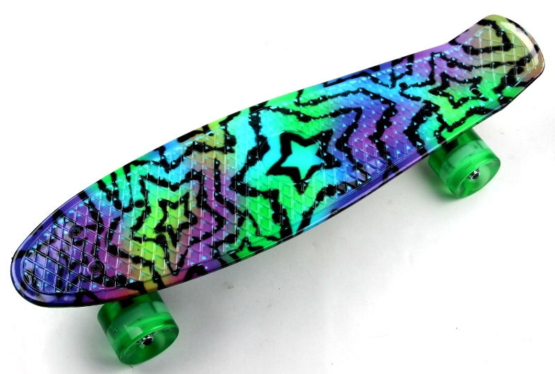 

Пенни борд (Penny Board) 22" со светящимися колесами и рисунком, "Star"
