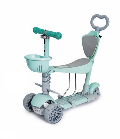 

Детский трехколесный самокат Scooter Smart 5 в 1 со светящимися колесами, мятный