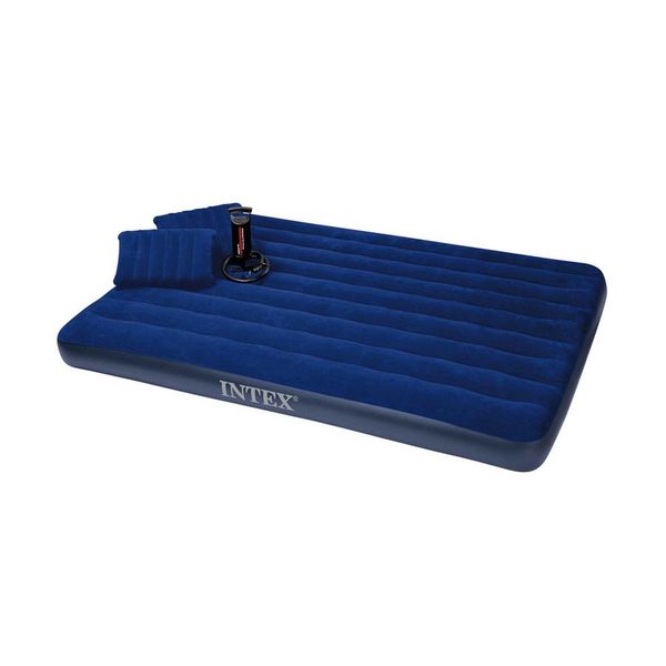 

Двуспальный надувной матрас Intex 68765 + ручной насос и 2 подушки Classic Downy Bed (152х203x22 см)