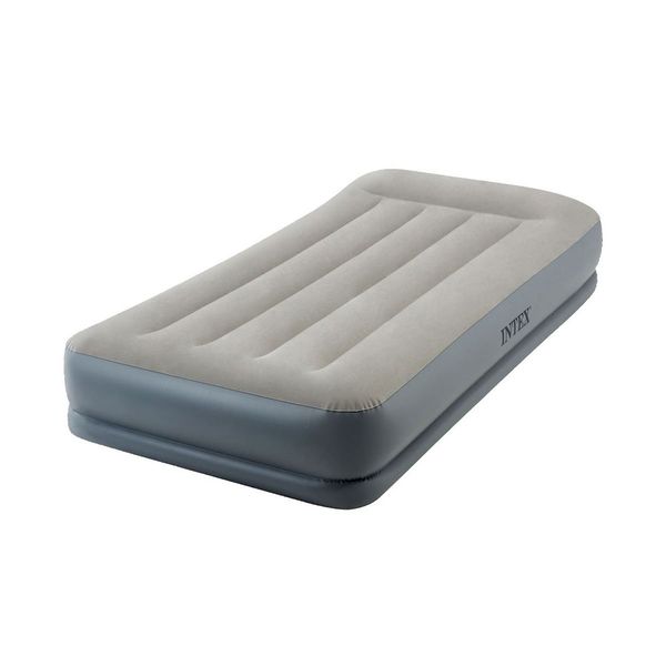 

Односпальная надувная кровать Intex 64116 (99 x 1.91 x 30 см) Pillow Rest Mid-Rise Airbed + Встроенный электронасос 220В