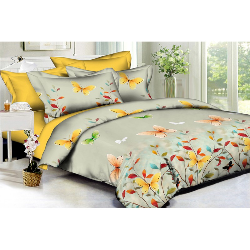 

Комплект постельного белья Yellow butterflies SoundSleep Полисатин двуспальний
