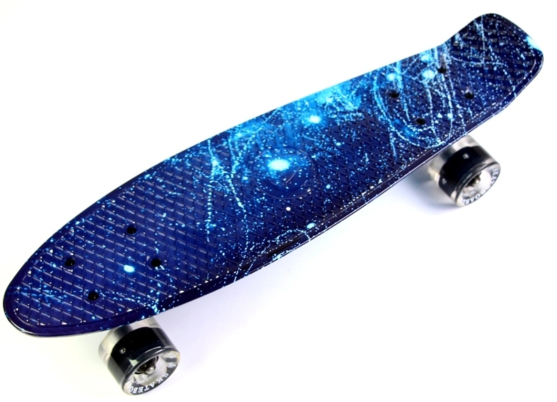 

Пенни борд (Penny Board) 22" "Fish" со светящимися колесами и рисунком, Space