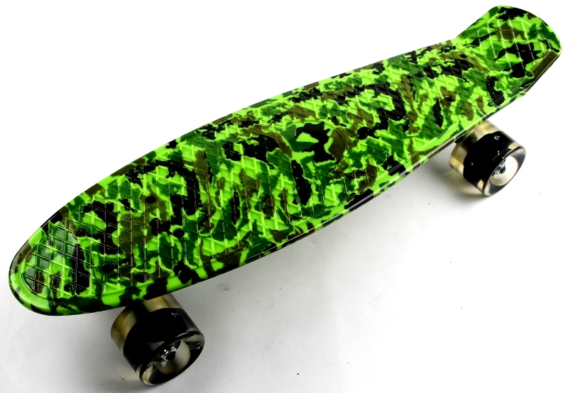 

Пенни борд (Penny Board) 22" со светящимися колесами и рисунком, "Military"