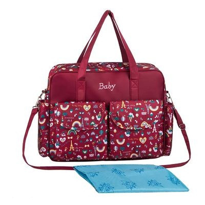 

Сумка для подгузников Baby 39*33*12,5 см бордовая с башней