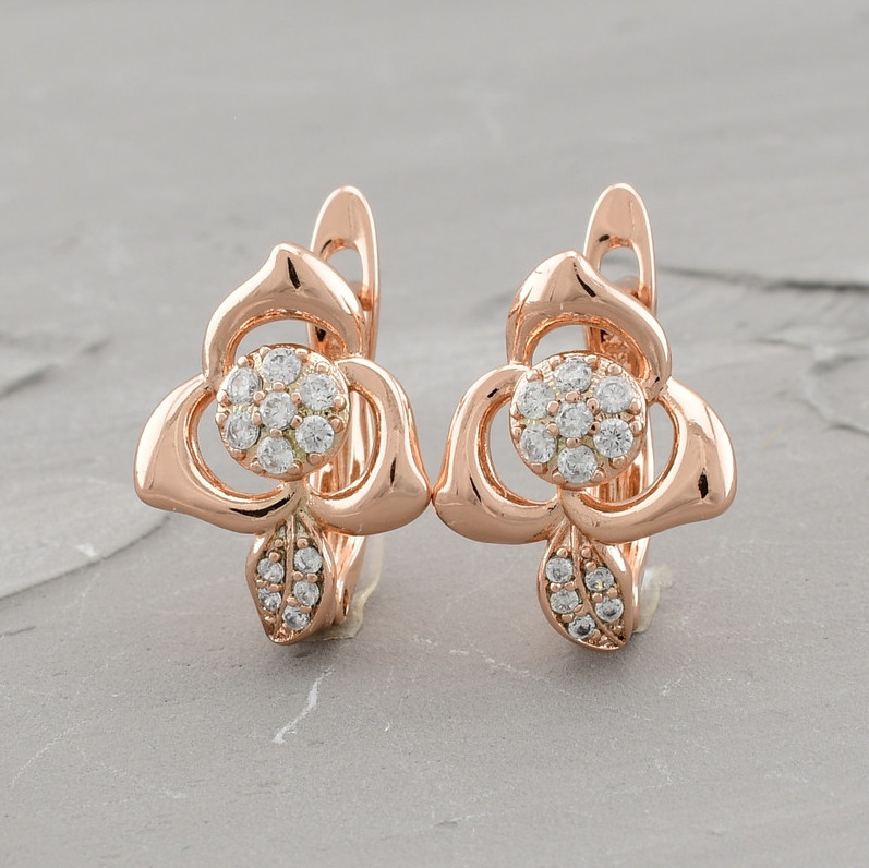 

Серьги Xuping 30344 размер 15х11 мм белые фианиты вес 2.2 г позолота РО