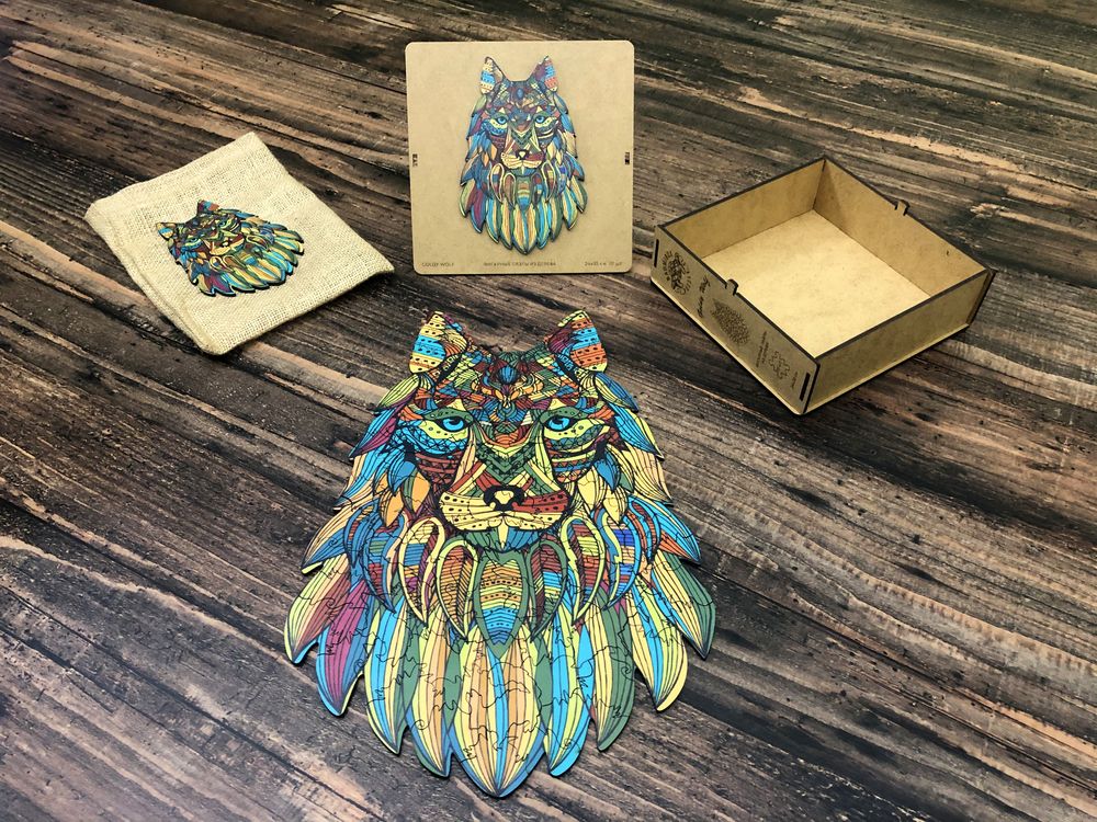 

Дерев'яні пазли NaomiBox Goldy Wolf 24 x 35 см.