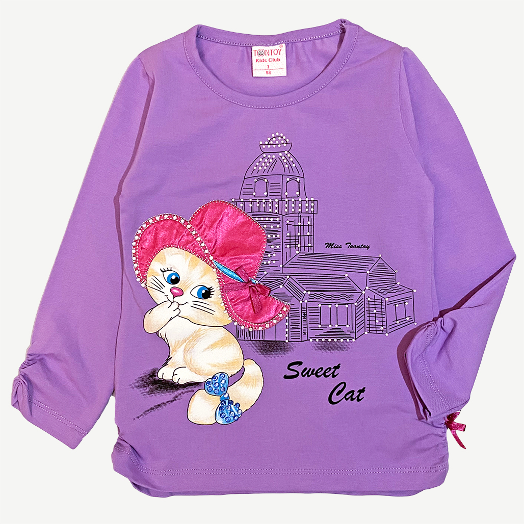 

Туніка Toontoy з кішечкою для дівчинки 116см фиолетовый 00005758-o4