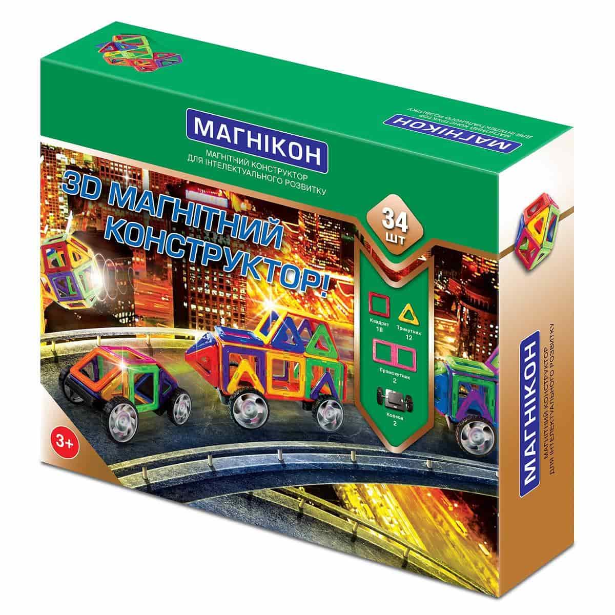 

3D магнитный конструктор 34 детали Магникон
