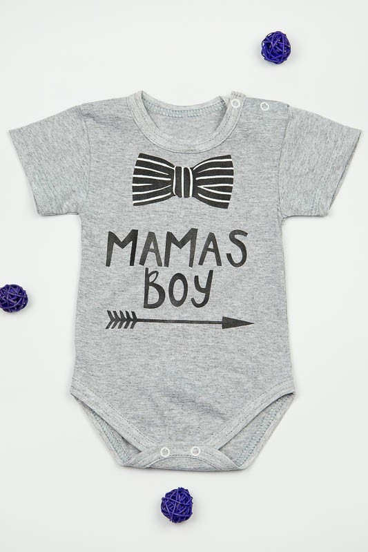 

Боди с коротким рукавом BabyBall Mamas Boy серый 62 см