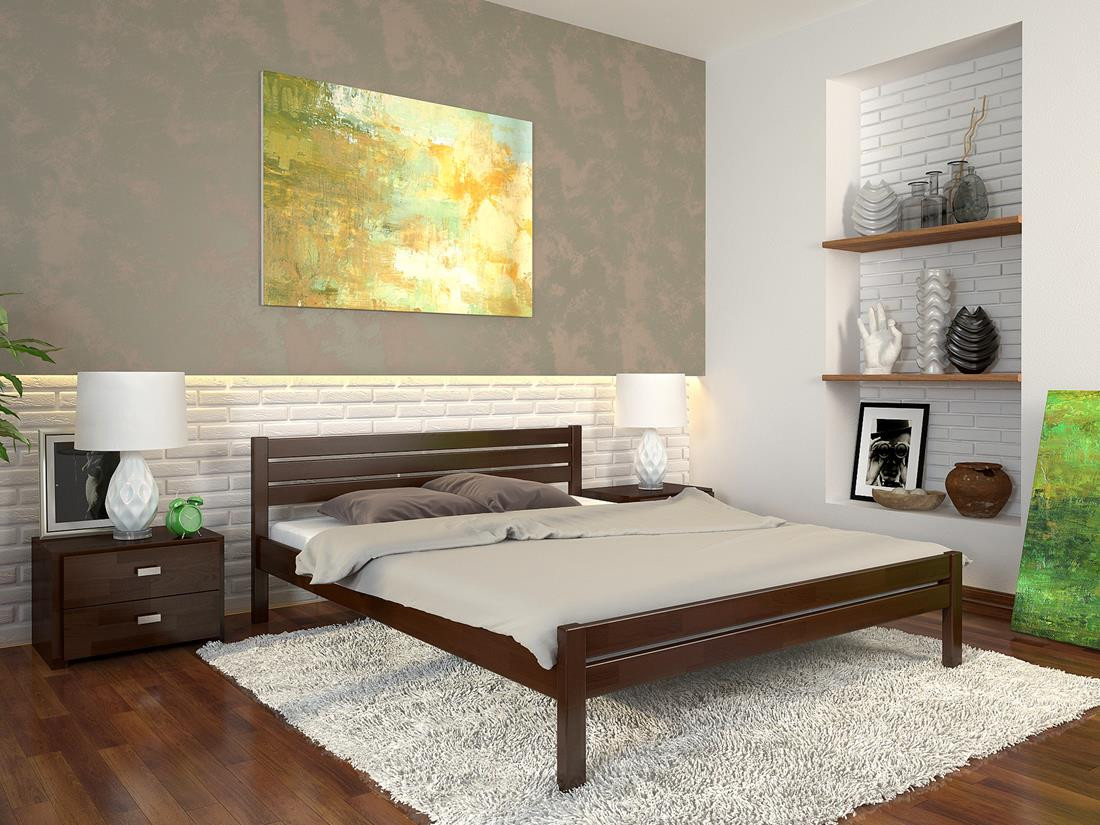 

Кровать из натурального дерева сосна 120х200 Роял орех темный Арбор Древ