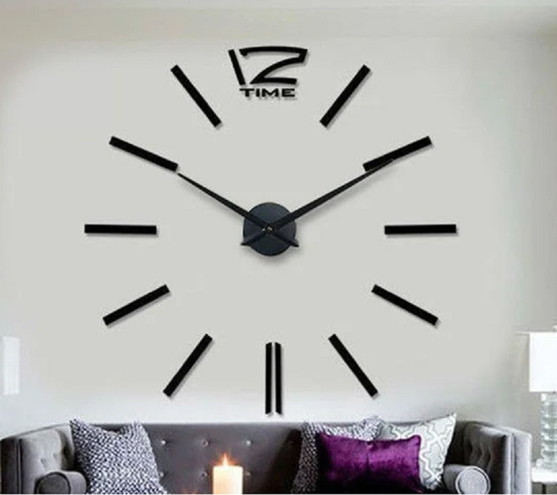 

Настенные клеящиеся кварцевые 3D часы Timelike DIY CLOCK 70 - 90 см Black CH210218