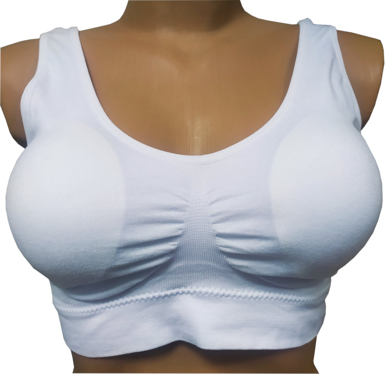 

Спортивный лиф топ с вставным поролоном белый Lemila XL-XXL(C)